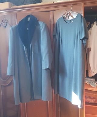 Abrigo y Vestido Azulado