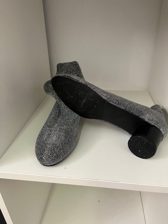 Botines Zara plateados brillantes