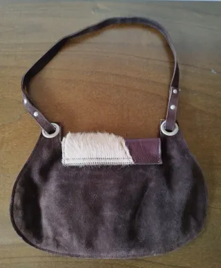 Borsetta vintage pelle scamosciata marrone