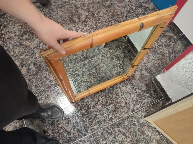 Specchio con cornice in bambù naturale - stile rustico