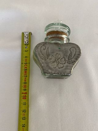 Frasco antigo estanho vidro cortiça com tampa