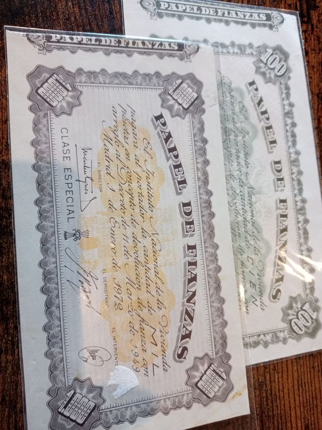 6 Billetes Papel de Fianza