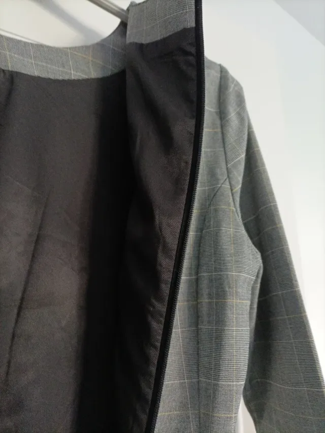 Vestido Mango Gris Cuadros