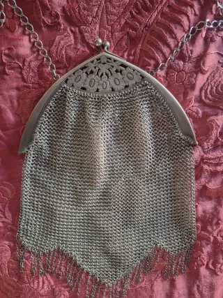 Bolso de malla de plata antiguo