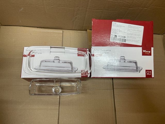 2 burriere in vetro con coperchio