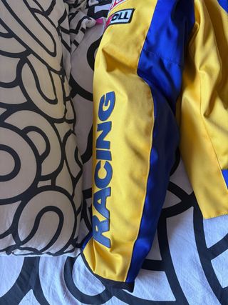 Chaqueta de moto RACING amarilla y azul