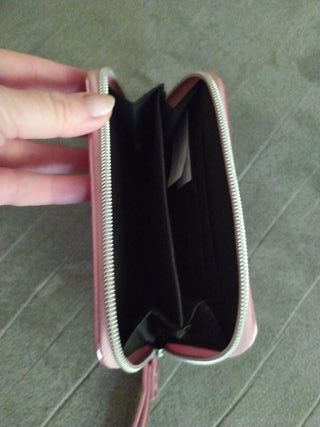 Monedero con lentejuelas rosa y plateado