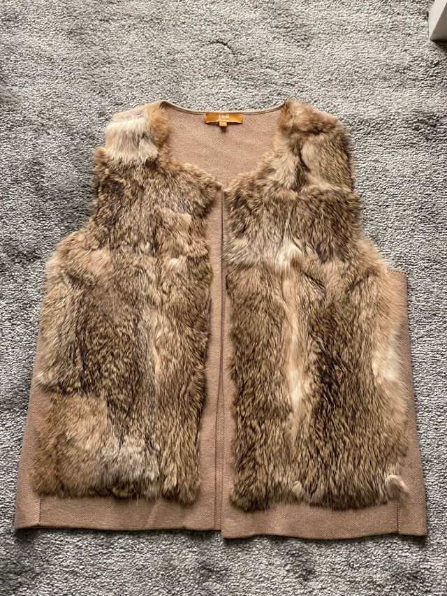 Chaleco pelo conejo tonos marrones