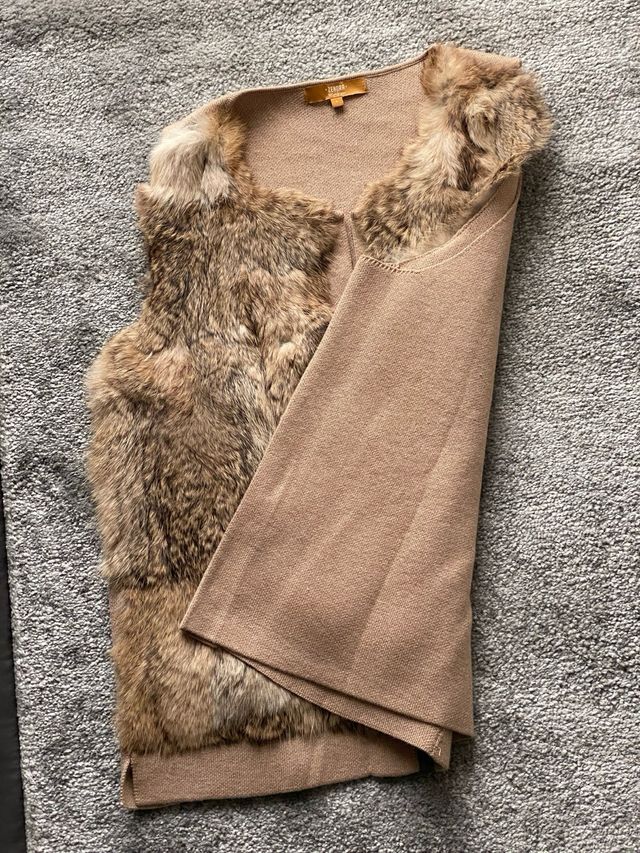 Chaleco pelo conejo tonos marrones