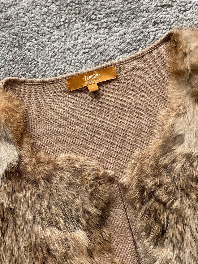 Chaleco pelo conejo tonos marrones