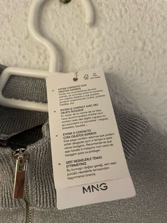 Jersey Mango plateado cuello alto cremallera M