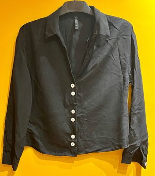 Camicia nera in lino Zara Taglia S