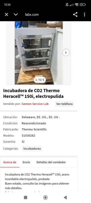 Incubadora Thermo de laboratorio