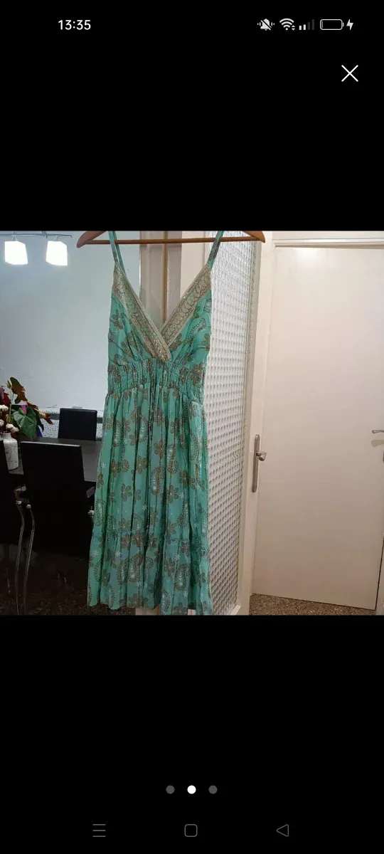 Vestido tirantes turquesa estampado