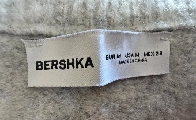 Jersey Bershka cuello pico mujer gris M