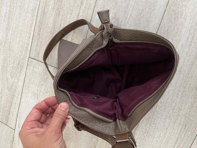 Bolso imitación piel marrón y gris