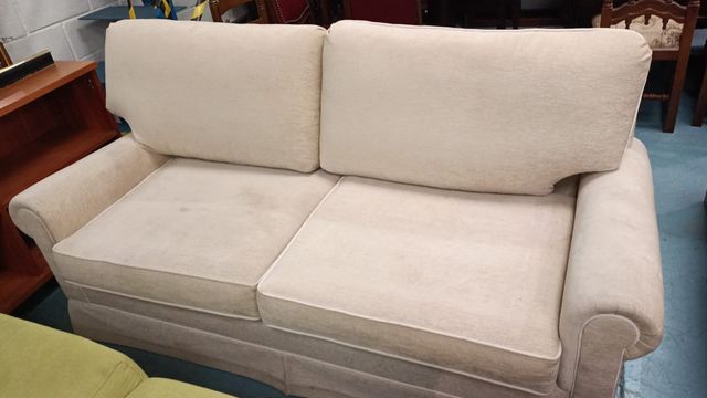 Sofá Cama Beige Tela Madera