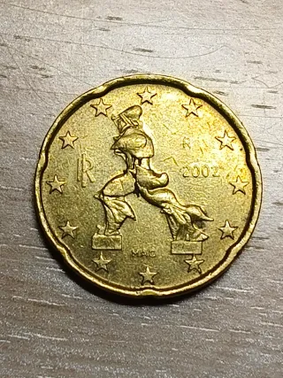 Moneda 20 céntimos Italia 2002