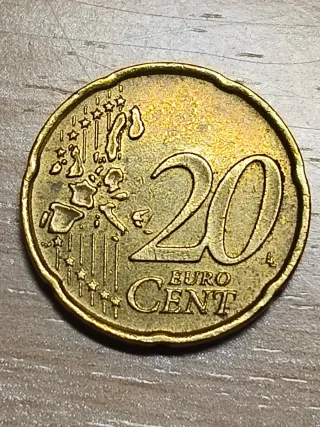 Moneda 20 céntimos Italia 2002