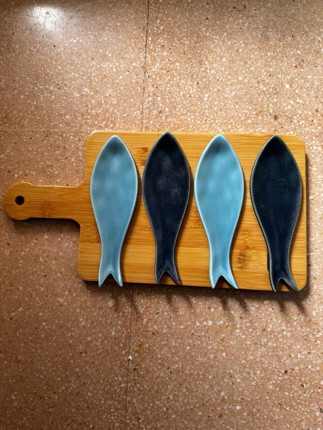 Set 4 piezas decorativas pez cerámica hay 6 uni