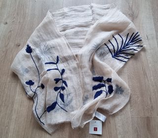 Sciarpa Yargici Accessories lino e seta blu