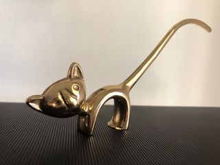 Porta Anillos Gato Dorado