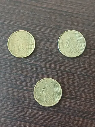 Monedas 20 céntimos RF (1999, 2001 y 2019)