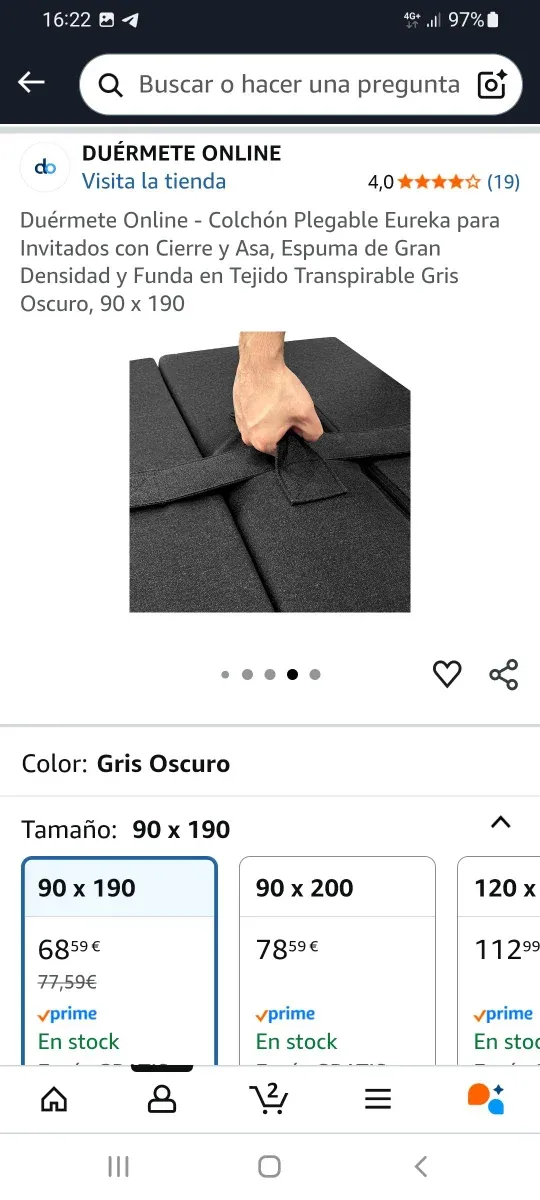 Colchón plegable 90x190cm