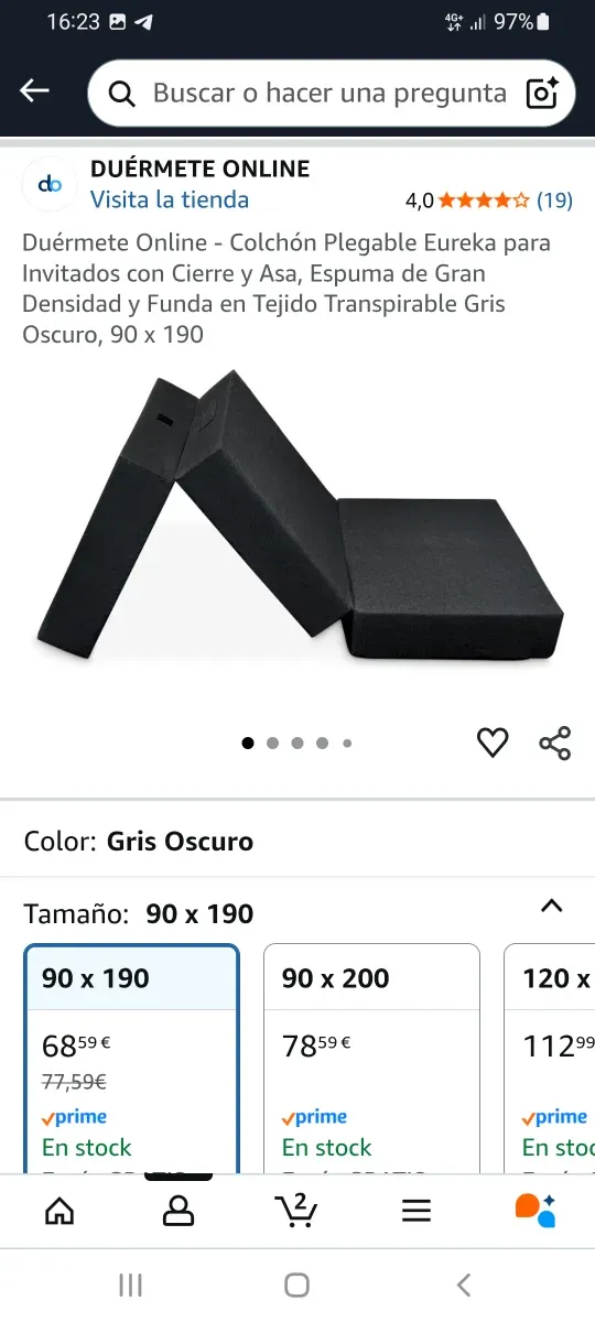 Colchón plegable 90x190cm