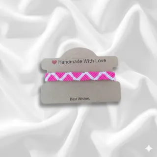 Pulsera Hilo Zigzag Rosa y Blanca