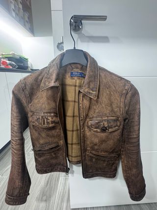 Chaqueta Piel Polo Ralph Lauren Mujer Marrón