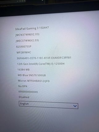 Portátil Lenovo Gamer 3 Blanco