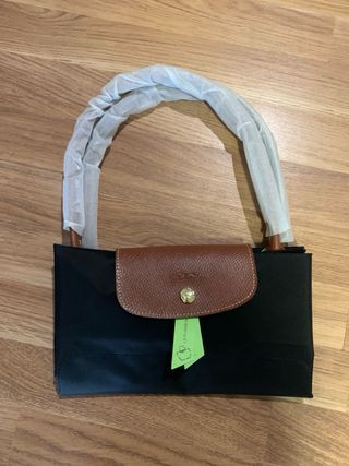 Mala Longchamp preta e castanha