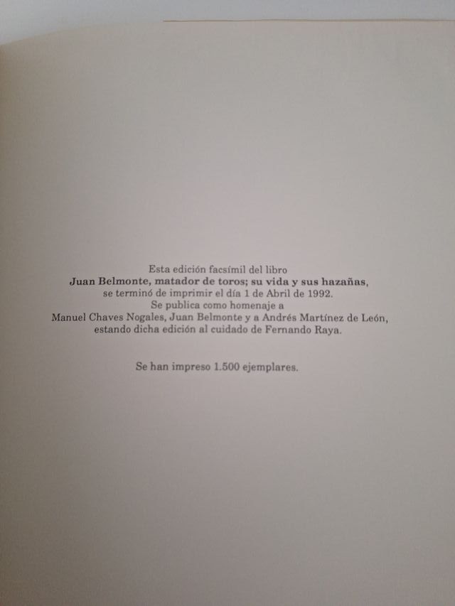 Juan Belmonte matador de toros, su vida y sus haza