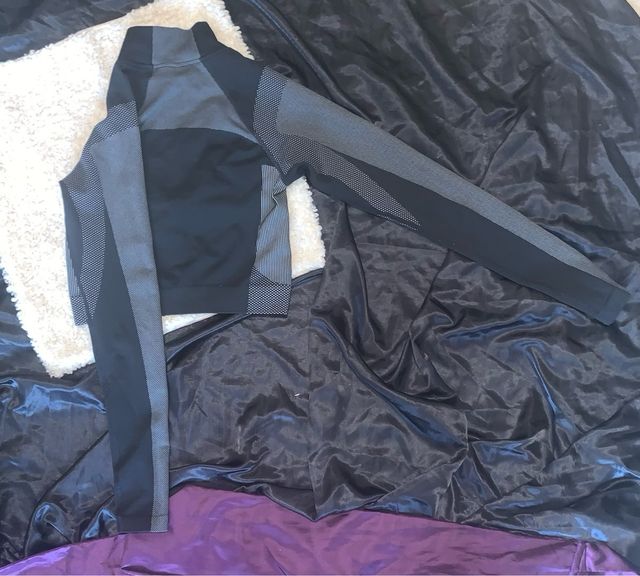 Top deportivo H&M Move cremallera gris/negro XS