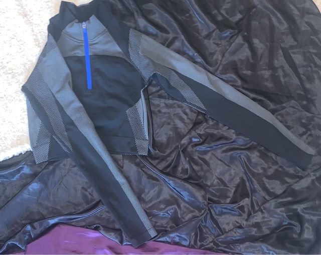 Top deportivo H&M Move cremallera gris/negro XS