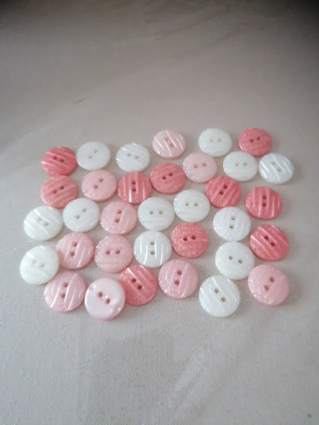 40 bottoni decorativi rosa e bianchi, pesca