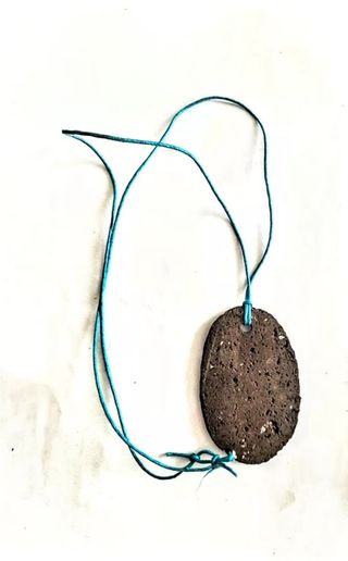 Collana ciondolo pietra lavica smaltata craquelé