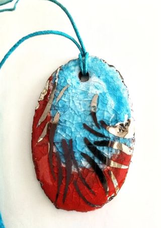 Collana ciondolo pietra lavica smaltata craquelé