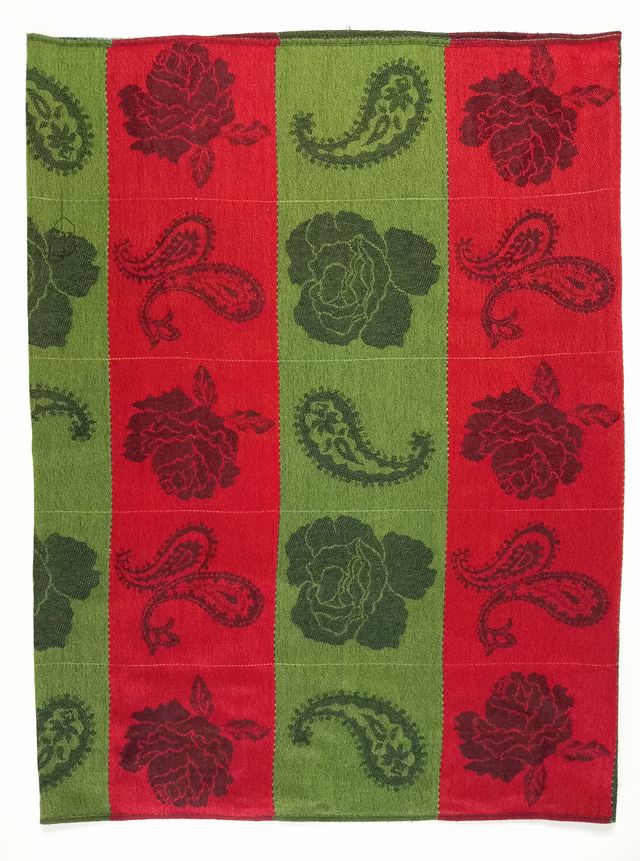 Pashmina Verde y Roja con Flecos