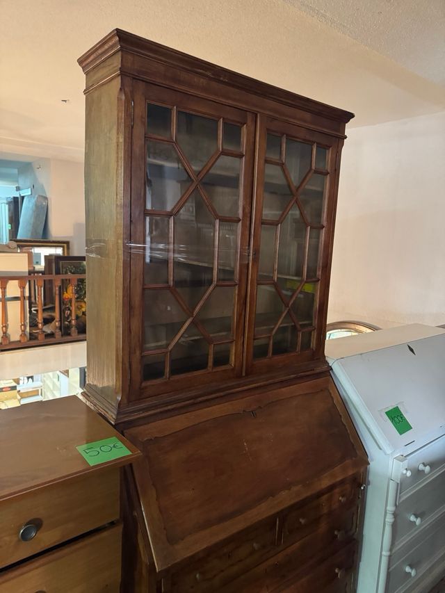 Vitrina Escritorio Buro Madera y Cristal