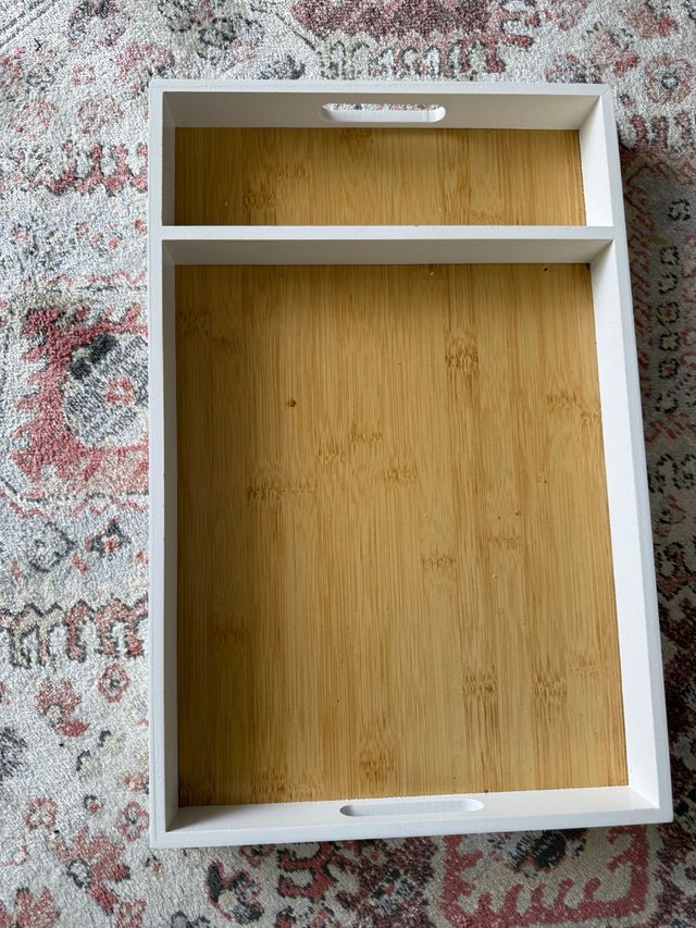 Bandeja de madera y bambú 43cm x 28cm. nueva