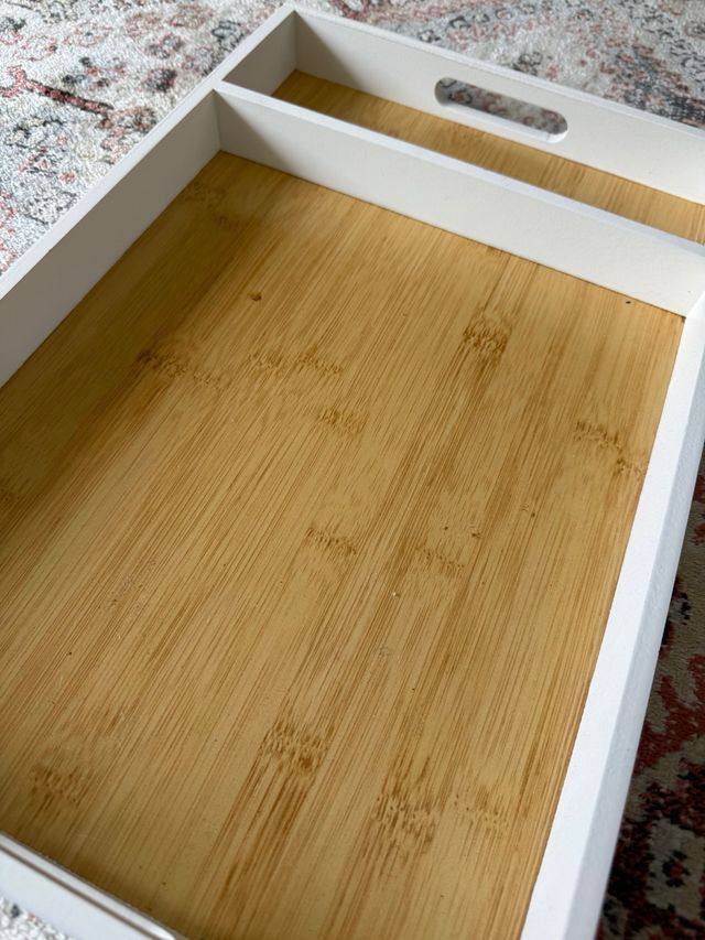 Bandeja de madera y bambú 43cm x 28cm. nueva