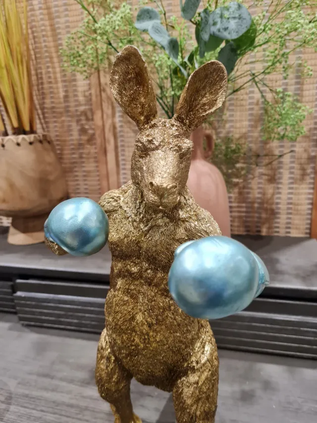 Figura Canguro Boxeador Dorado.