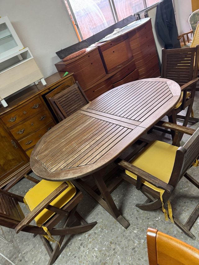 Conjunto Mesa y Sillas Jardín Madera