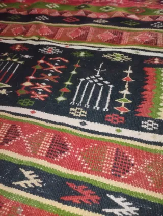 Tappeto Kilim vintage anni '50 lana fatto a mano