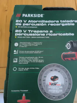 Parkside Trapano Avvitatore 20V con batteria 2 A