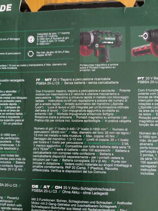 Parkside Trapano Avvitatore 20V con batteria 2 A