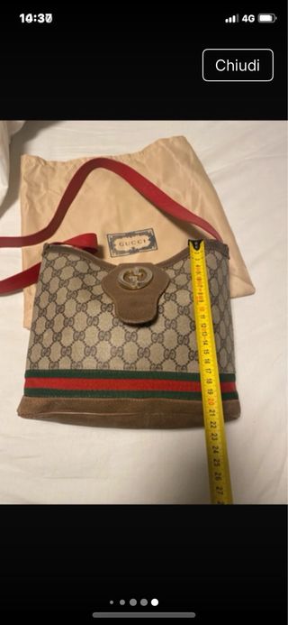 Borsa Gucci tracolla beige e rossa