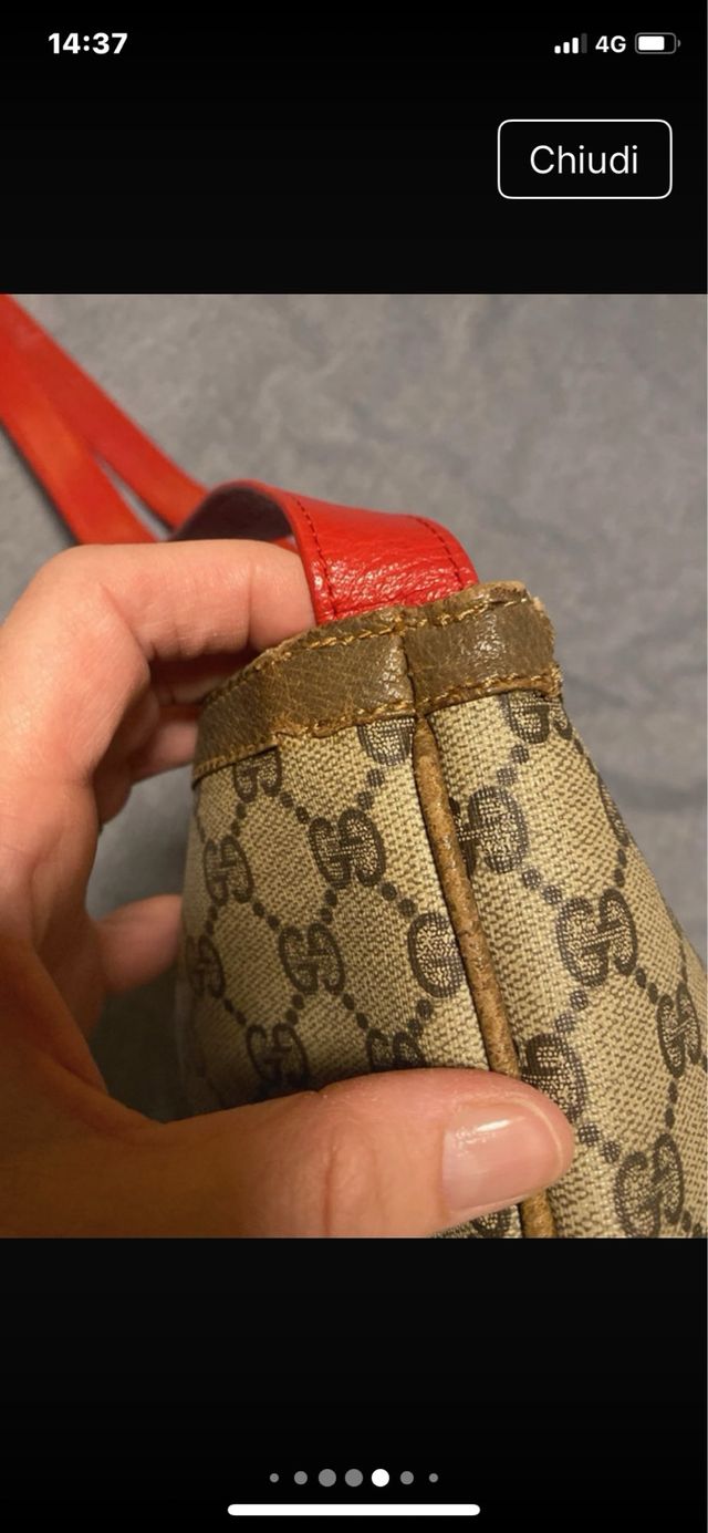Borsa Gucci tracolla beige e rossa